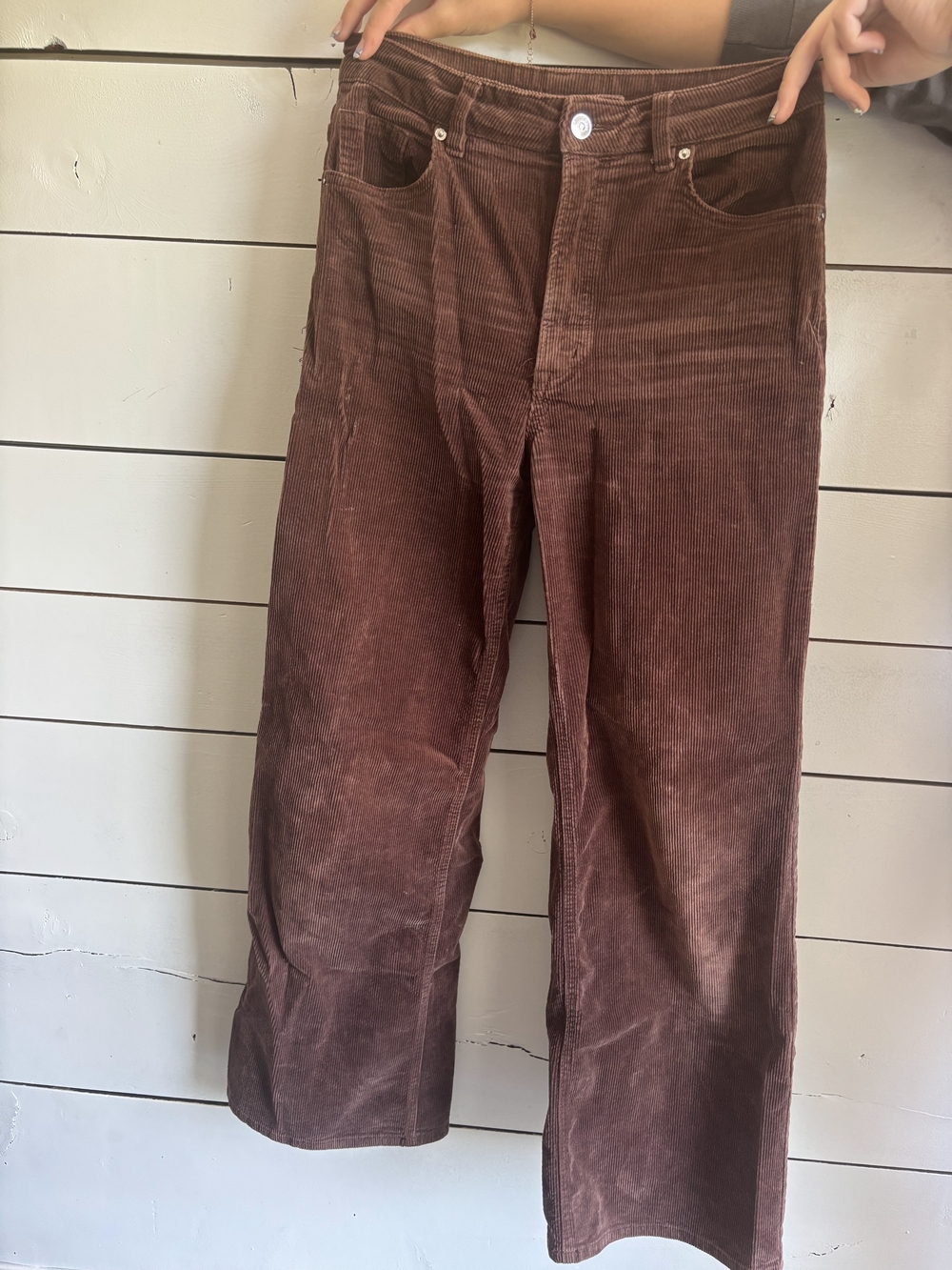 H&M Women's Dark Brown Corduroy Trousers